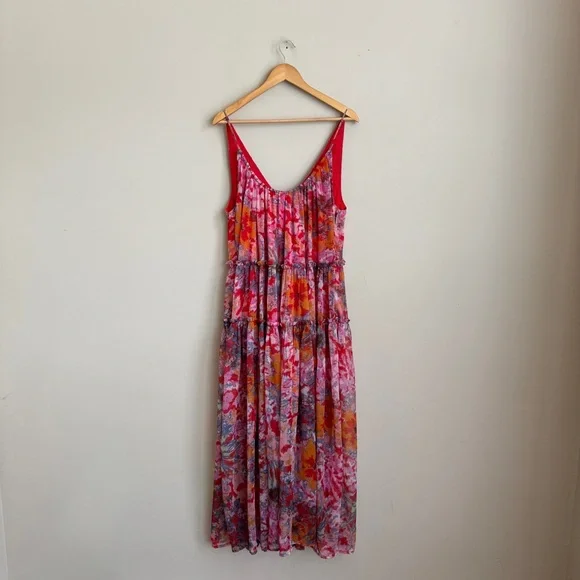 NWT Free People Boho Tiered Julianna Maxi Dress in Cherry Combo size Medium - Picture 5 of 12